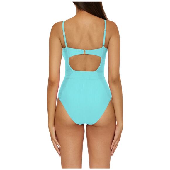 Becca by Rebecca Virtue Monte Carlo Ribbed one piece swimsuit size Large L - Picture 7 of 7